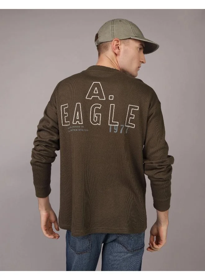 امريكان ايجل AE Oversized Long-Sleeve Elevated Logo Graphic Thermal T-Shirt
