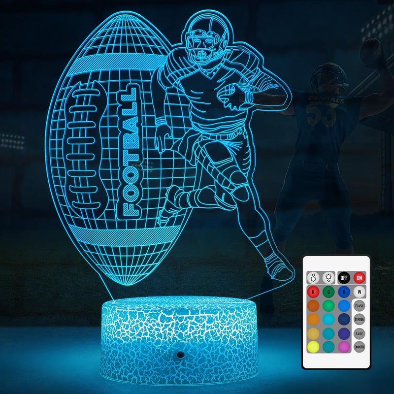 FlyonSea Football Night Light American Football 3D Illusion Led Lamp Footballs lamp 16 Colors Changing Decoration Lighting for Boys Girls Birthday Holiday Christmas Gift - Image 2