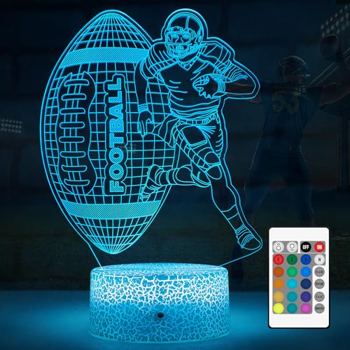 FlyonSea Football Night Light American Football 3D Illusion Led Lamp Footballs lamp 16 Colors Changing Decoration Lighting for Boys Girls Birthday Holiday Christmas Gift - Image 1