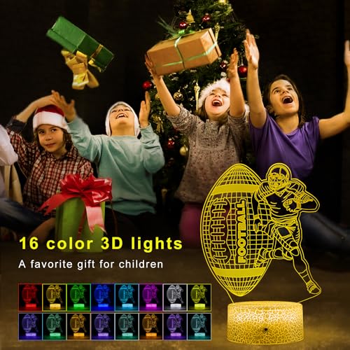 FlyonSea Football Night Light American Football 3D Illusion Led Lamp Footballs lamp 16 Colors Changing Decoration Lighting for Boys Girls Birthday Holiday Christmas Gift - Image 3