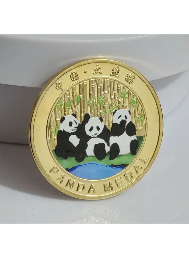 Single Panda Memorial Commemorative Metal Coin For Events Gifts Souvenir Detailed Craftsmanship 1pc - Image 2