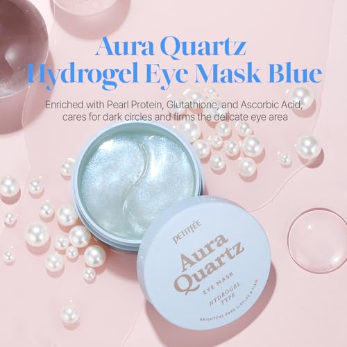 PETITFEE Aura Quartz Hydrogel Eye Mask Blue 60 pcs 30 pairs Eye Patch for Dark Circles Brightens Under Eyes Glutathione Ascorbic Acid Puffy Eye Bags Cooling Firms Eye Area Intense Hydration - Image 3