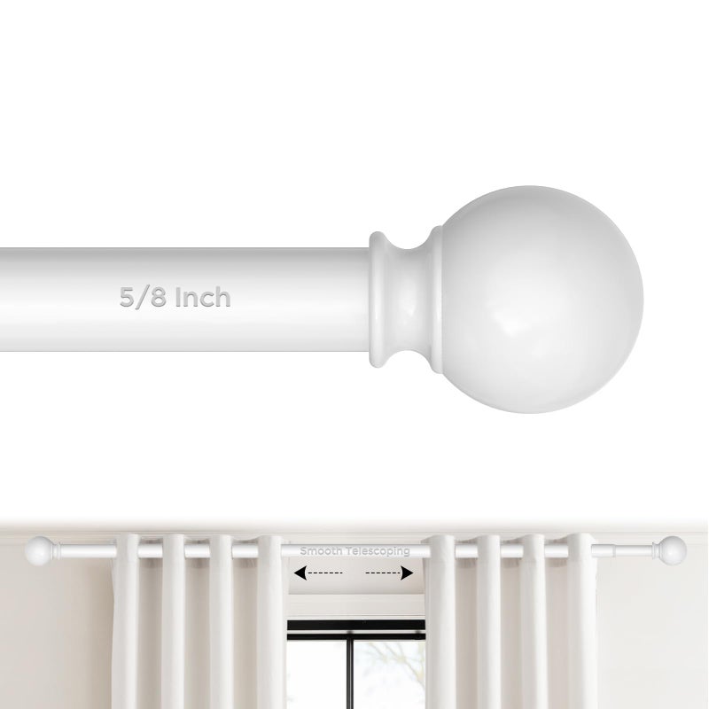 JRZOO White Curtain Rod for Windows 18-45 Inch, 5/8 Inch Small Window Treatment Rods, Short Adjustable Splicing Drapery pole, White - Image 1