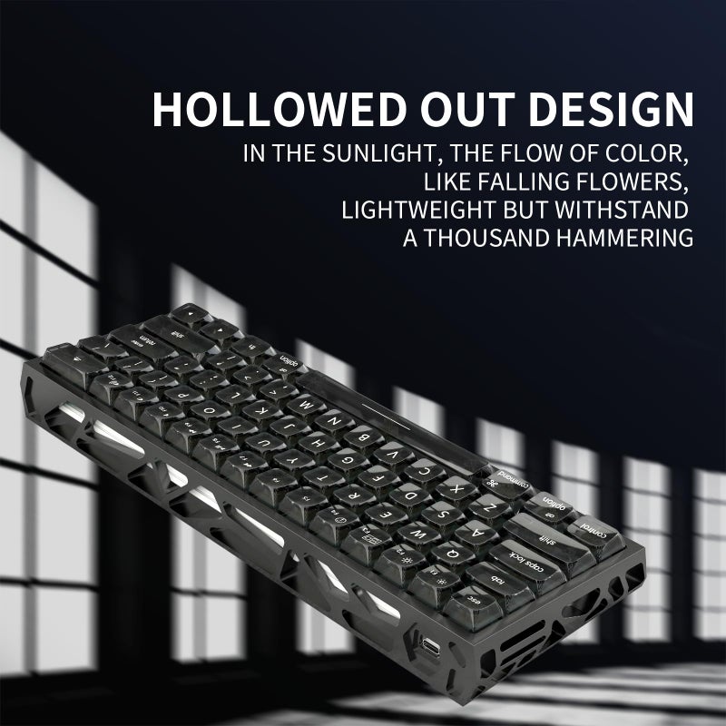 kutethy KY60 Hollow Out Aluminum Keyboard Case,60% Mechanical Keyboard Shell Custom Keyboard Barebones Compatible with Wooting60 Mad60 Win60 GH60 60HE (Black) - Image 3