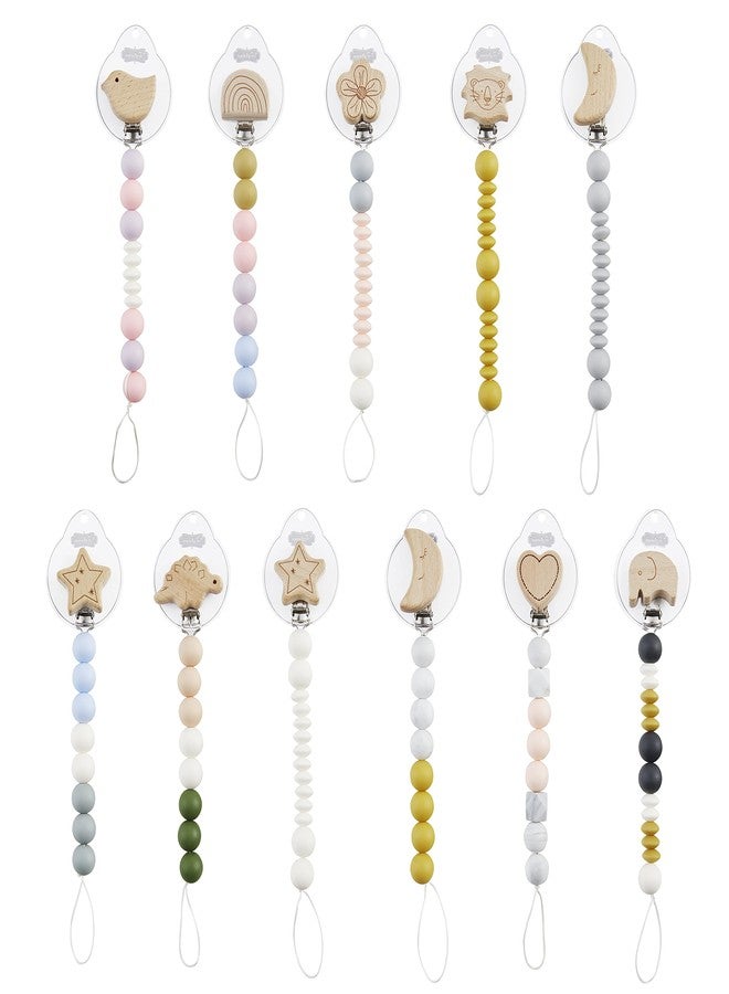 Mud Pie Gray Moon Wood & Silicone Baby Pacifier Clip - Image 2