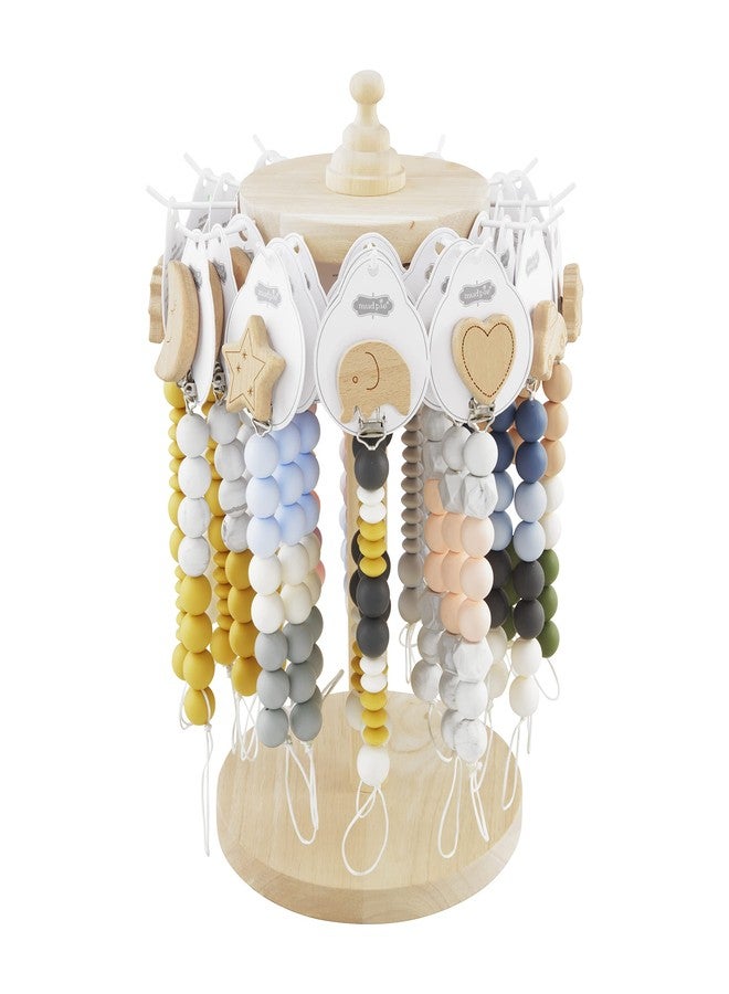 Mud Pie Gray Moon Wood & Silicone Baby Pacifier Clip - Image 3