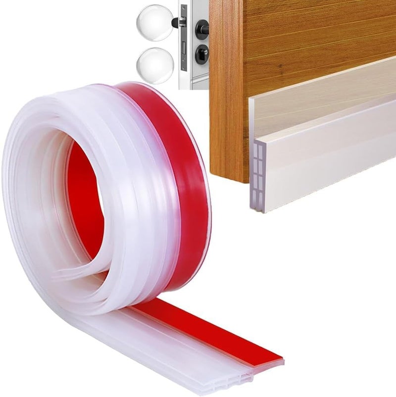 Apidian Silicone Door Sealing Strip Self Adhesive Bottom Gap Filler Rubber | Under Door Sealing Strip | Insect, Bug, Noise, Air Dust Stopper Stick on Seal Weather Strip Guard, 1 Meter (Transparent) - Image 1