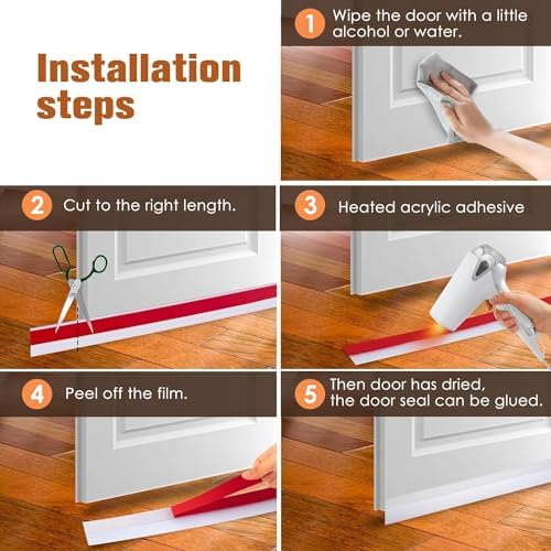 Apidian Silicone Door Sealing Strip Self Adhesive Bottom Gap Filler Rubber | Under Door Sealing Strip | Insect, Bug, Noise, Air Dust Stopper Stick on Seal Weather Strip Guard, 1 Meter (Transparent) - Image 2