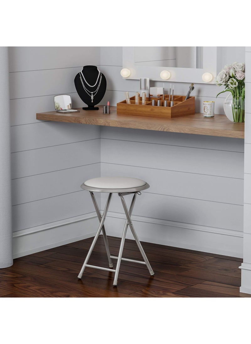 Lavish Home Folding Stool  Backless 18Inch Stool with 225lb Capacity for Kitchen or Rec Room  Portable Indoor Counter Bar Stools by Lavish Home White 
