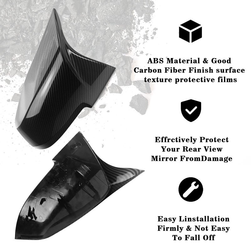 TEANTECH Door Mirror Covers Carbon Fiber Side Mirror Cover Caps Rearview Replacement for BMW F20 F22 F23 F30 F31 F32 F33 F36 F87 M2 X1 E84 - Image 3