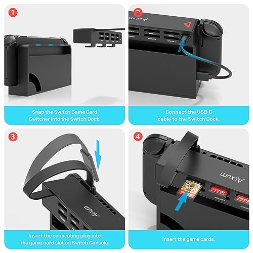 ALXUM Switch Game Card Reader - 8 In 1 Switch Game Card Holder for Nintendo Switch/Switch OLED Console, Switch Multi Game Reader Switcher Quick Identification(4 For Game+4 For Storage) - Image 5