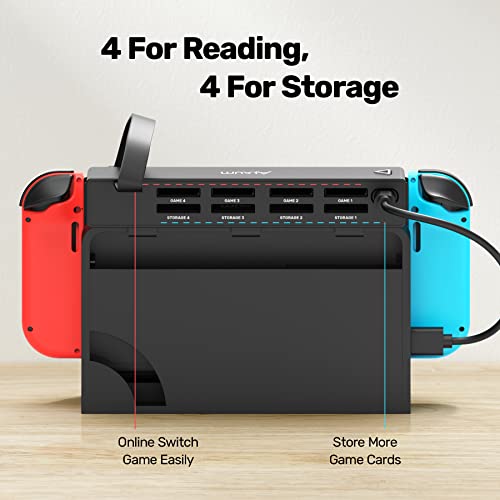 ALXUM Switch Game Card Reader - 8 In 1 Switch Game Card Holder for Nintendo Switch/Switch OLED Console, Switch Multi Game Reader Switcher Quick Identification(4 For Game+4 For Storage) - Image 2