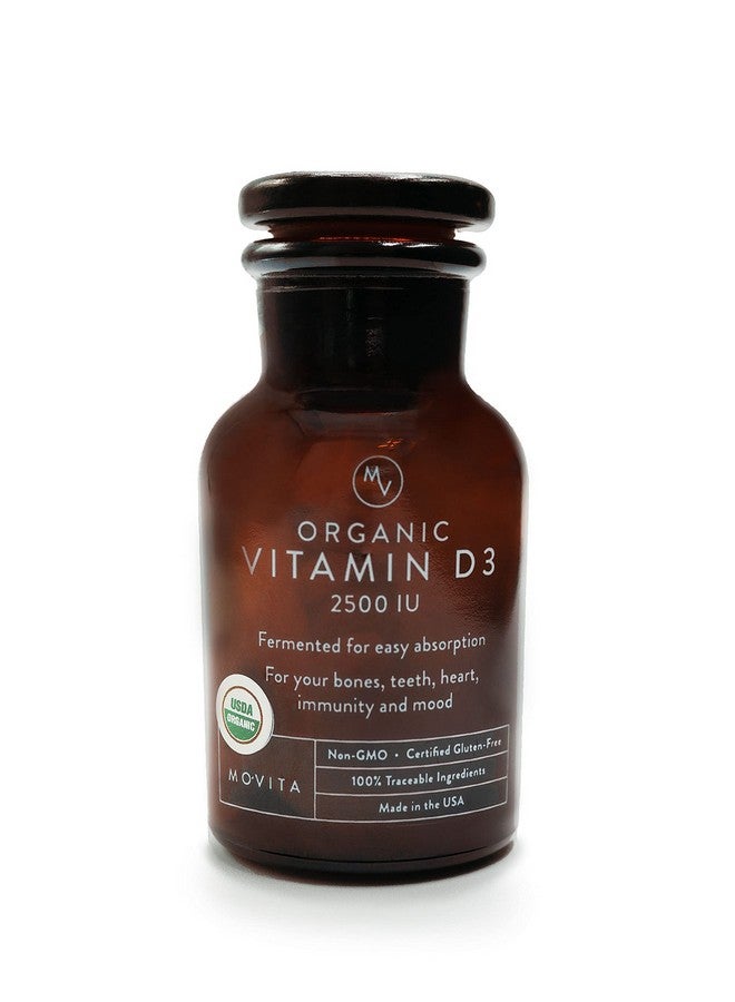 Movita Movita Certified Organic Vitamin D3 2500IU - Supports Energy, Immune Health & Bone Strength - Fermented Whole Foods, Organic, Vegan, Gluten-Free, Non-GMO - 30-Day Supply (Glass Bottle) - Image 1