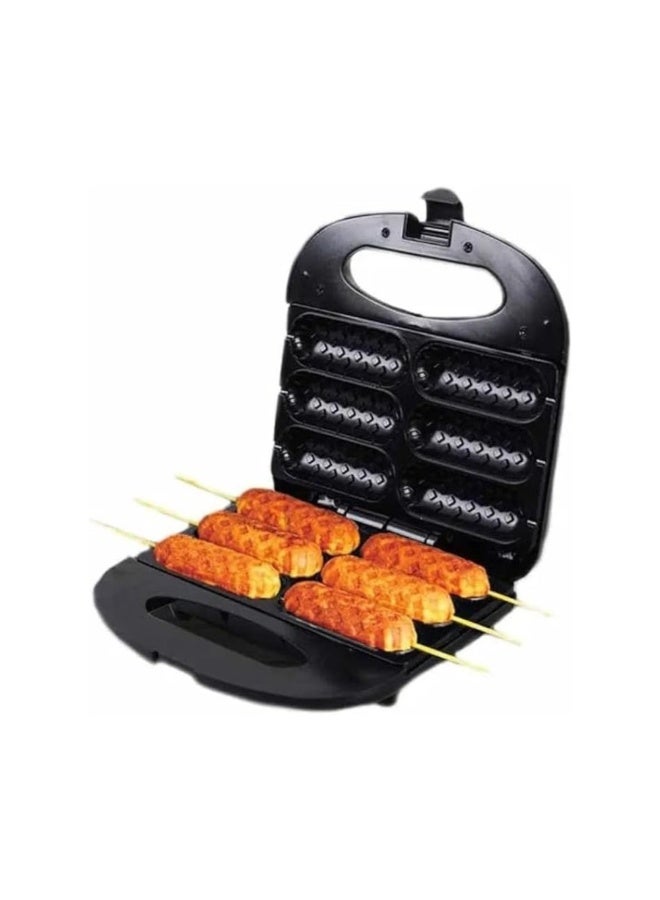 Dreamzon Electric Corn Dog & Hot Dog Waffle Maker 850W – 6 Slots Non-Stick Maker with Stick Holders for Corn Dogs & Waffle Pops - Image 1