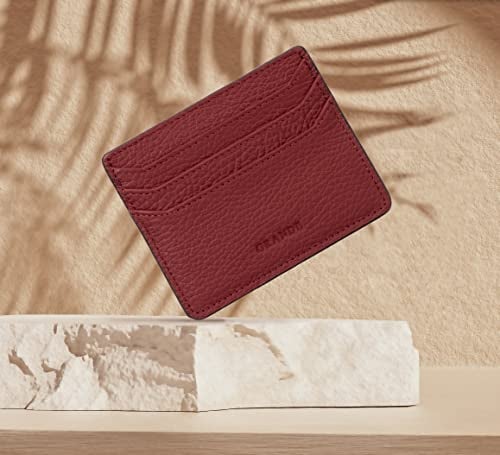 grande 3633 Genuine Leather Card Holder For Women and Men Super Slim Minimalist Small Snap Wallet Burgundy - Image 3