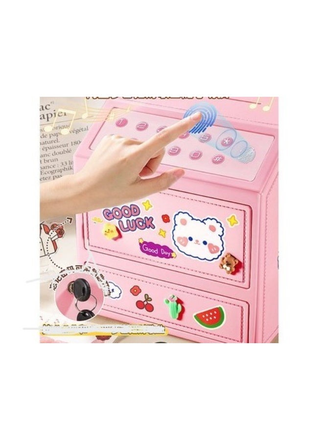 Creamy white luxury double-layer safe piggy bank [simulated fingerprint + password + key + charging] - Image 2