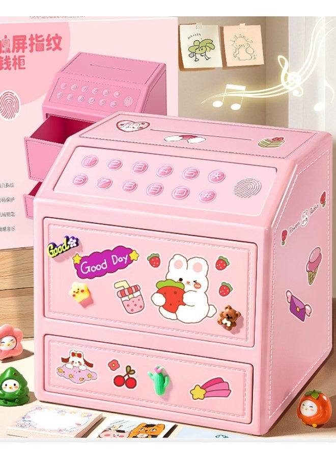 Creamy white luxury double-layer safe piggy bank [simulated fingerprint + password + key + charging] - Image 3