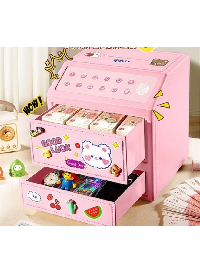 Creamy white luxury double-layer safe piggy bank [simulated fingerprint + password + key + charging] - Image 4
