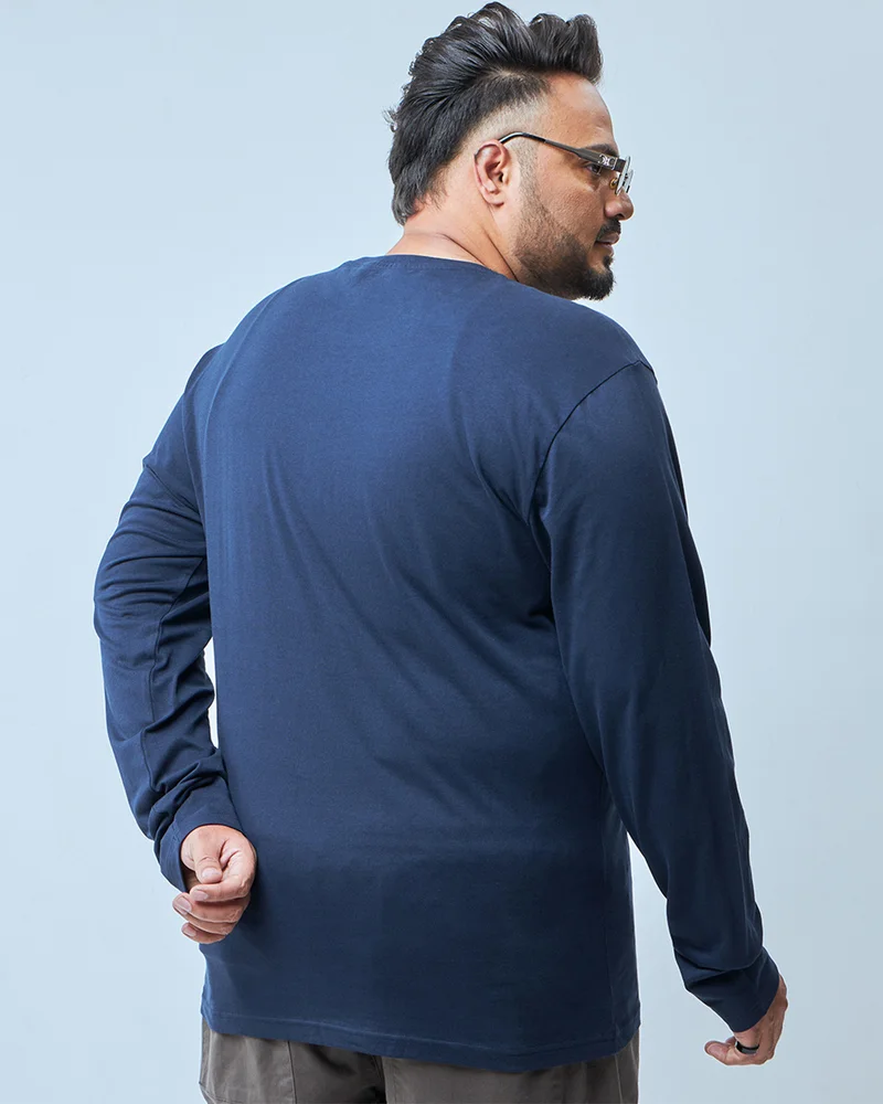 bewakoof  Men's Navy Blue Make Tracks Graphic Printed Plus Size T-shirt for Men | Best Price UAE