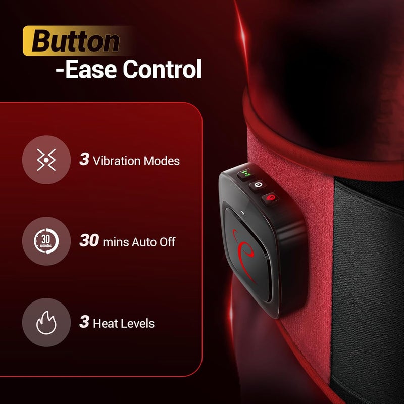 Comfytemp Large Cordless Heating Pad with Massager for Back Pain Relief Portable Back Massager with Heat Button App Control Wireless Lower Back Massager Birthday Gifts for Mom Dad Red - Image 4