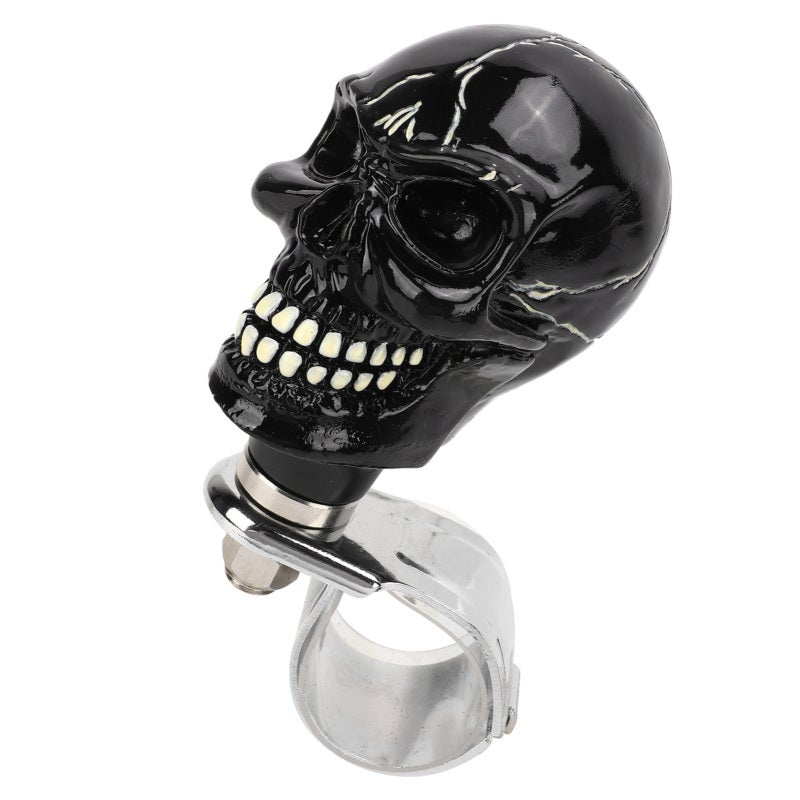 Skull Steering Wheel Knob: Black Metal & Resin - Fade Resistant Wear Proof Smooth Driving Steering Wheel Spinner for Cars Trucks Tractors Boats - Image 4