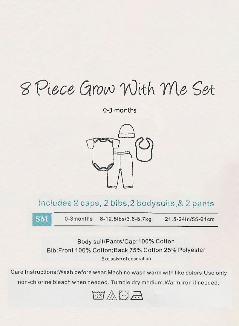 Newborn Baby 8pcs cute giftset with Body suits and Pants for boy and girl 9 in 1 - Image 5