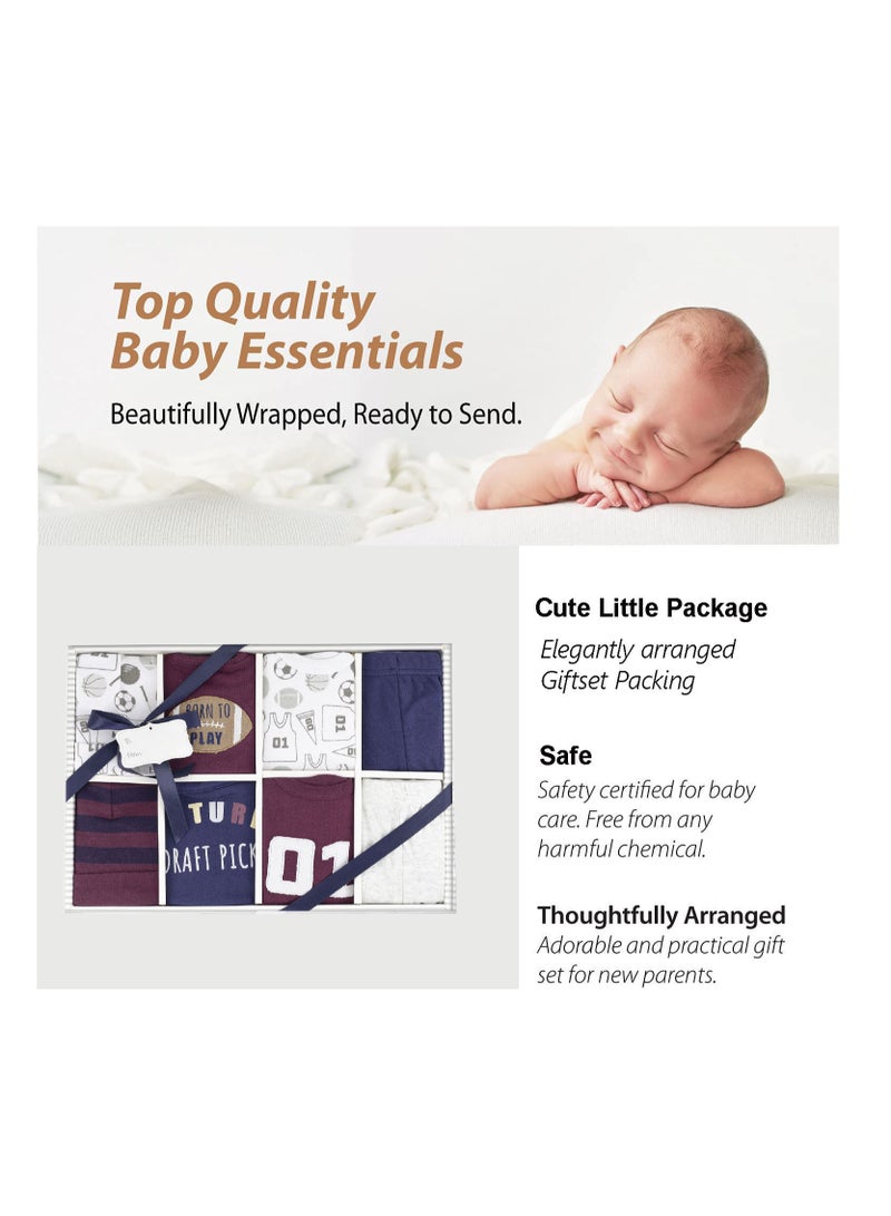 Newborn Baby 8pcs cute giftset with Body suits and Pants for boy and girl 9 in 1 - Image 3