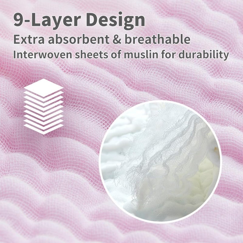 LAnge Baby Bath Towel  9 Layers 100 Cotton Muslin Super Quick Dry Medical Grade Packaging for Infants and Newborns  28 x 47in  Yellow - Image 4