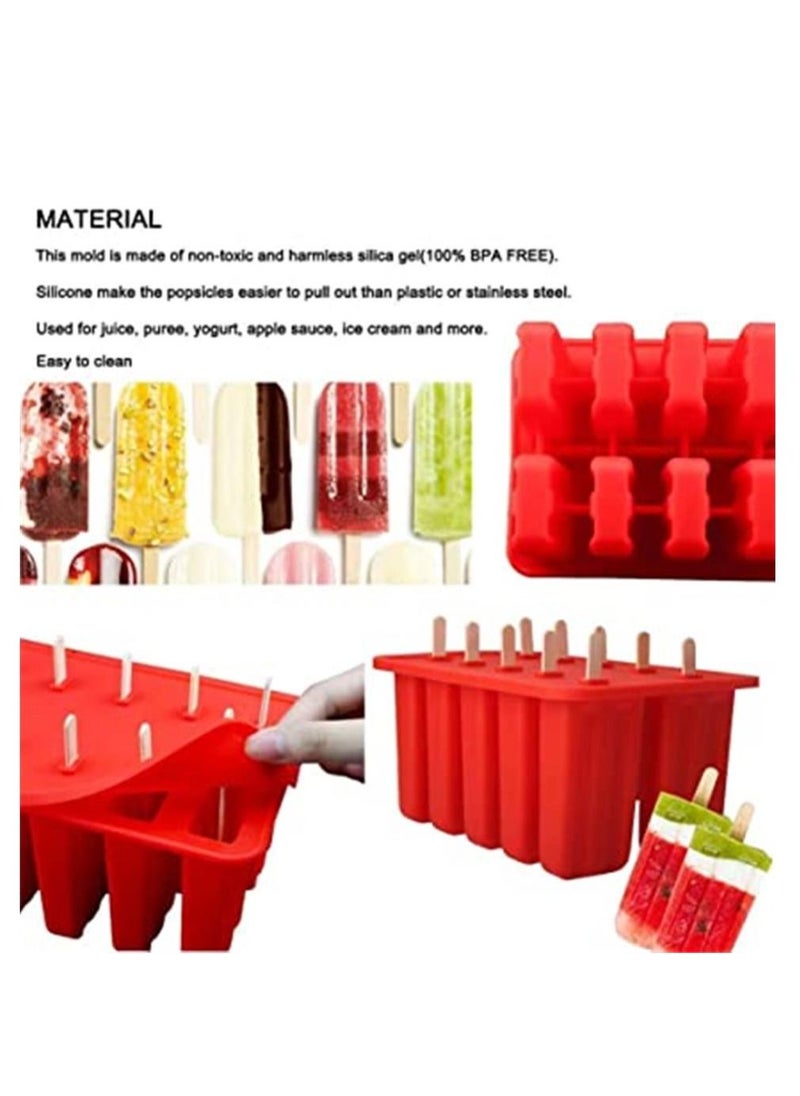 Generic - Homemade Popsicle Molds Shapes, Silicone Frozen Ice Popsicle Maker-BPA Free, with 10 Reusable Sticks, Funnel and Ice Pop Recipes - Image 1