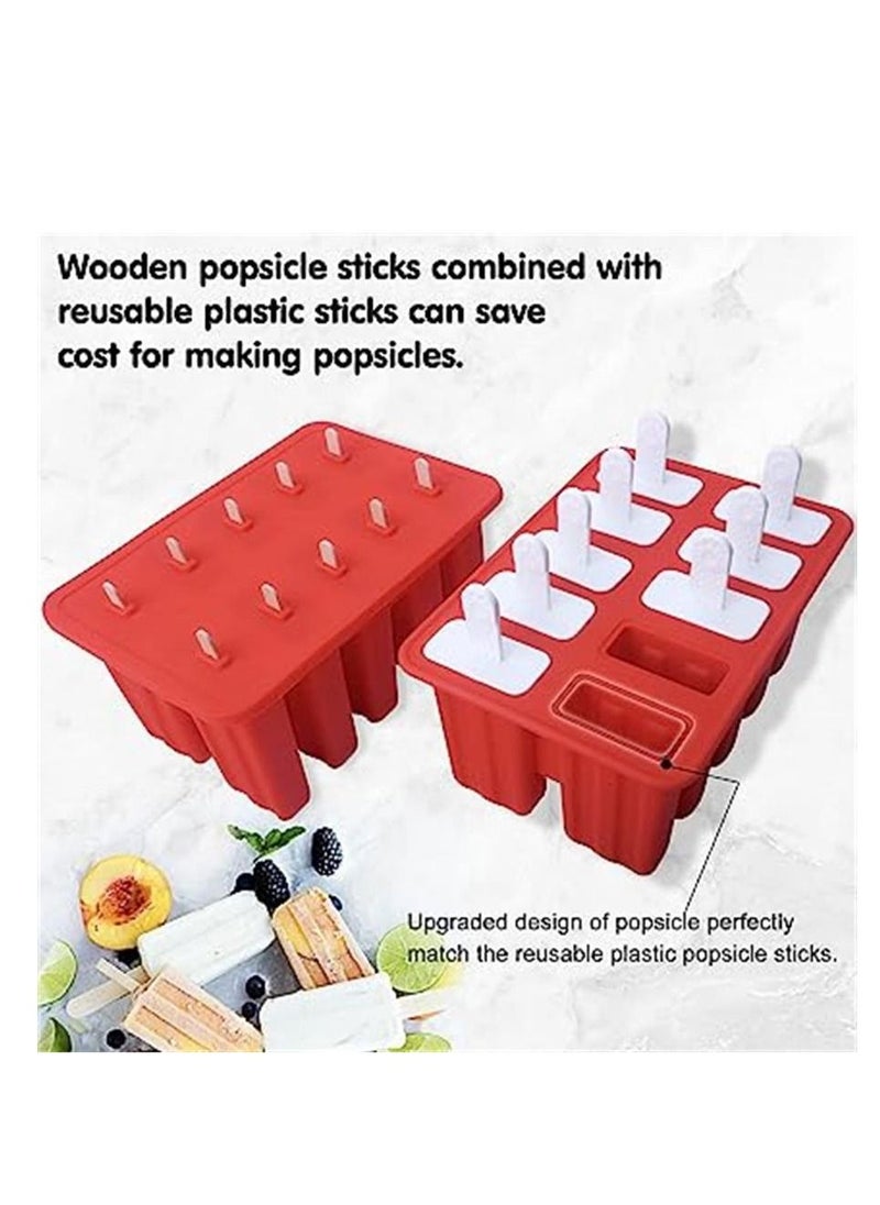 Generic - Homemade Popsicle Molds Shapes, Silicone Frozen Ice Popsicle Maker-BPA Free, with 10 Reusable Sticks, Funnel and Ice Pop Recipes - Image 1