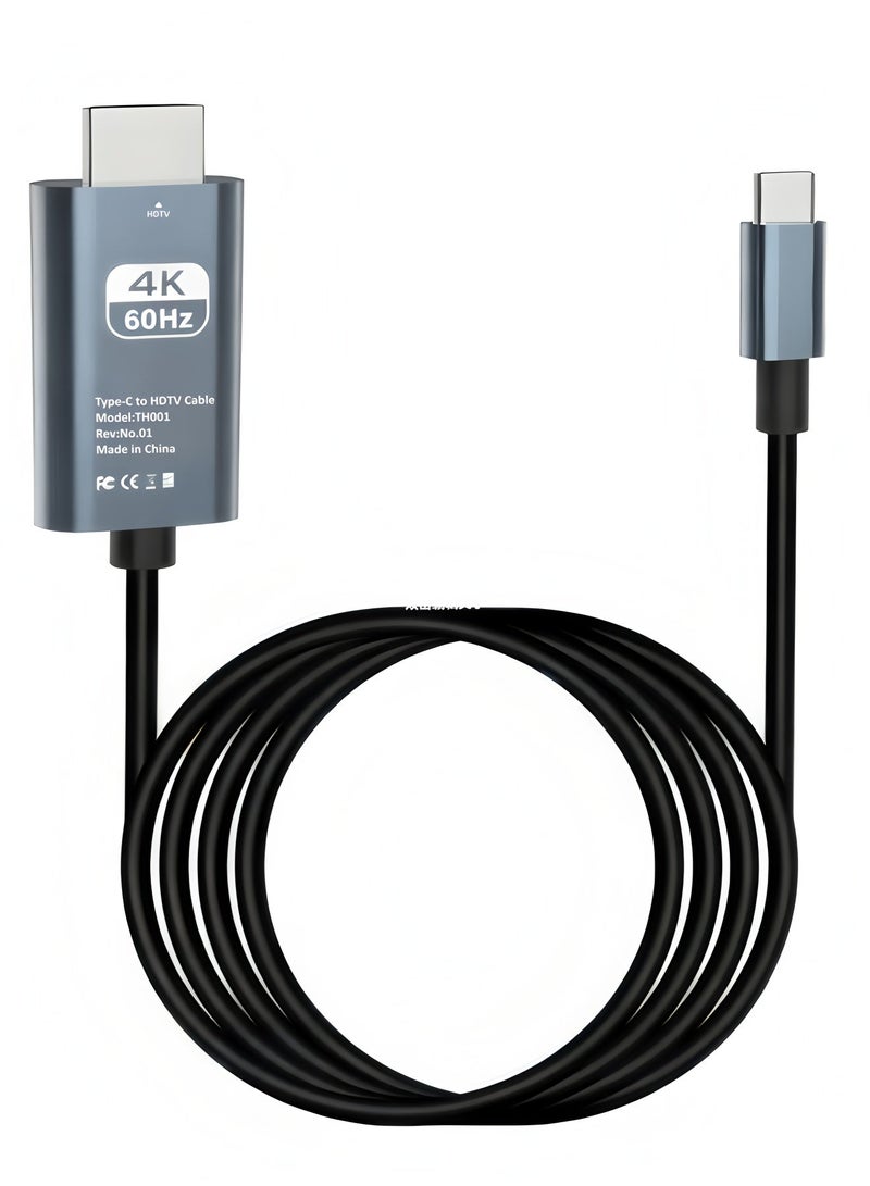 أبلينم محول من النوع C إلى HDTV بطول 2 متر، كابل USB 3.1 من النوع C إلى HDTV، متوافق مع أجهزة التلفزيون، وسلسلة iPhone 15، وiPad 10/Pro/Air/Mini، وسلسلة Samsung S24/S23/Galaxy Z، وMacBook Pro، وDell XPS، وHuawei P60 Pro - Image 1
