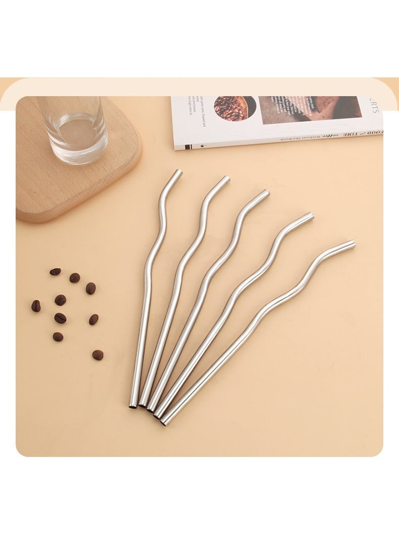 2Pcs Portable Reusable Stainless Steel Straw Set for Home, Outdoor, Party and Café, Office, Suitable for Bubble Tea, Juice, Coffee and Water, Complete with Cleaning Brush  - Image 3