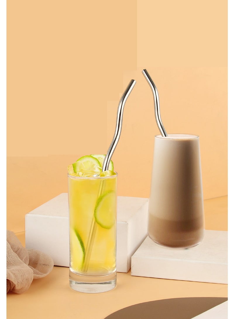 2Pcs Portable Reusable Stainless Steel Straw Set for Home, Outdoor, Party and Café, Office, Suitable for Bubble Tea, Juice, Coffee and Water, Complete with Cleaning Brush  - Image 5