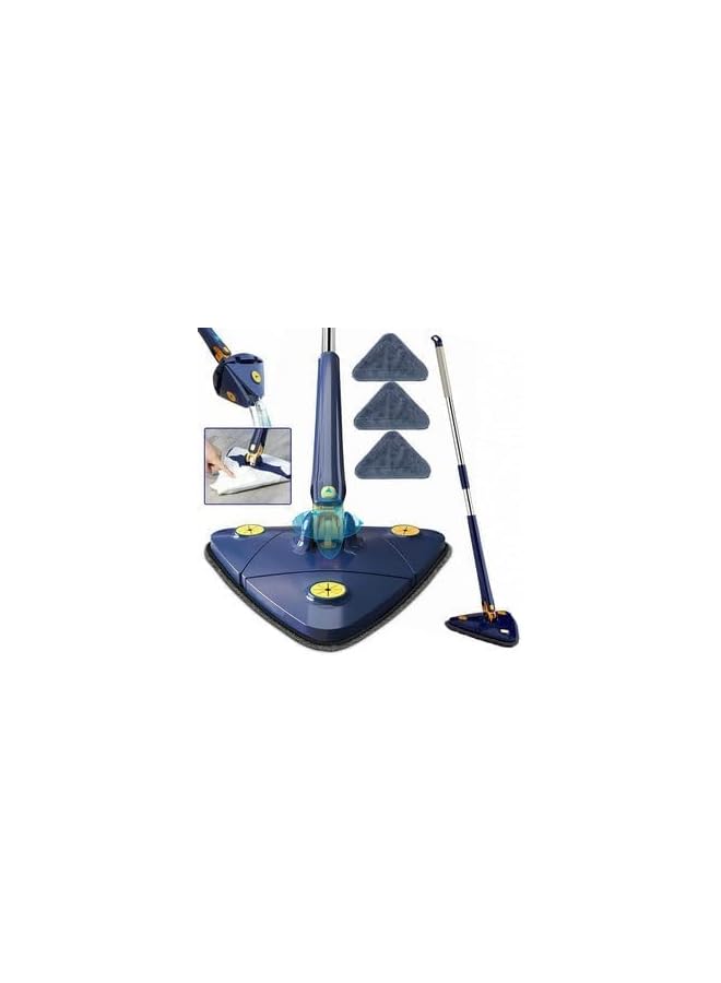 PROMASS 360° Swivel Adjustable Cleaning Mop, Retractable Triangle Mop with Water Squeezing Function, Long Handle, Wet - Image 1