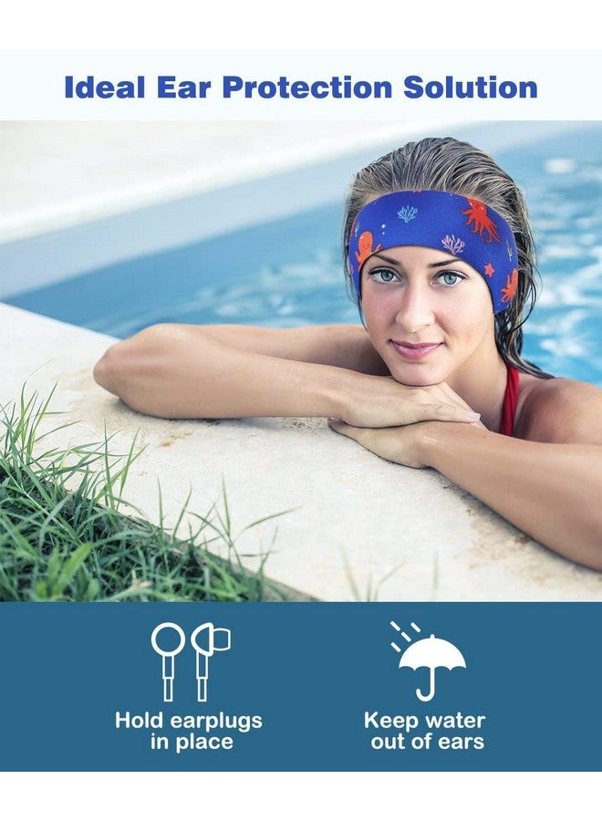 MoKo Swinmmers Headband For Kids, Lovely Swimming Headband Ear Band For Kids Keep Water Out Waterproof Ear Protection Band For Bathing Swimming Ear Band For Kids Age 12 S Size, Blue Octopus - Image 3