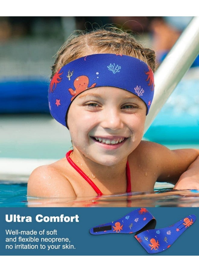 MoKo Swinmmers Headband For Kids, Lovely Swimming Headband Ear Band For Kids Keep Water Out Waterproof Ear Protection Band For Bathing Swimming Ear Band For Kids Age 12 S Size, Blue Octopus - Image 5