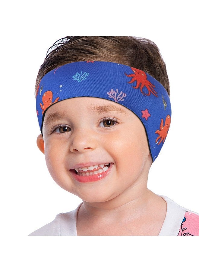 MoKo Swinmmers Headband For Kids, Lovely Swimming Headband Ear Band For Kids Keep Water Out Waterproof Ear Protection Band For Bathing Swimming Ear Band For Kids Age 12 S Size, Blue Octopus - Image 1