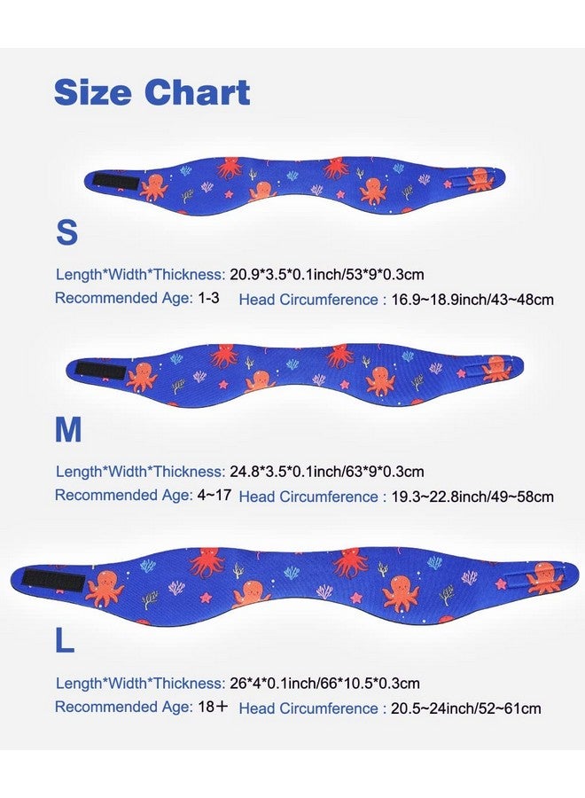 MoKo Swinmmers Headband For Kids, Lovely Swimming Headband Ear Band For Kids Keep Water Out Waterproof Ear Protection Band For Bathing Swimming Ear Band For Kids Age 12 S Size, Blue Octopus - Image 4