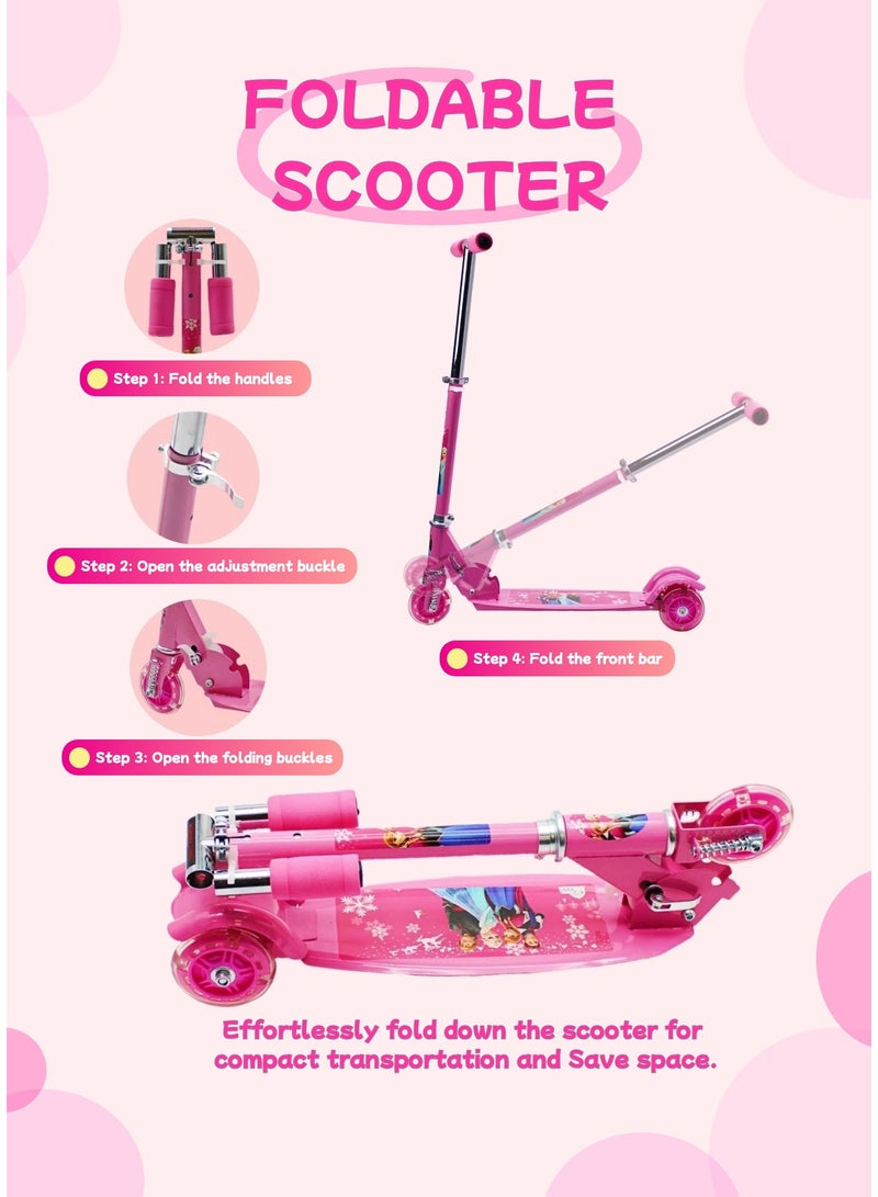 EASY FUTURE Scooters for Kids with Foldable & Height Adjustable Handle Kick Scooter with LED PU Wheels & Rear Brake Kids Scooter for 3 to 8 Years Including Full Protective Gear Set - Image 2