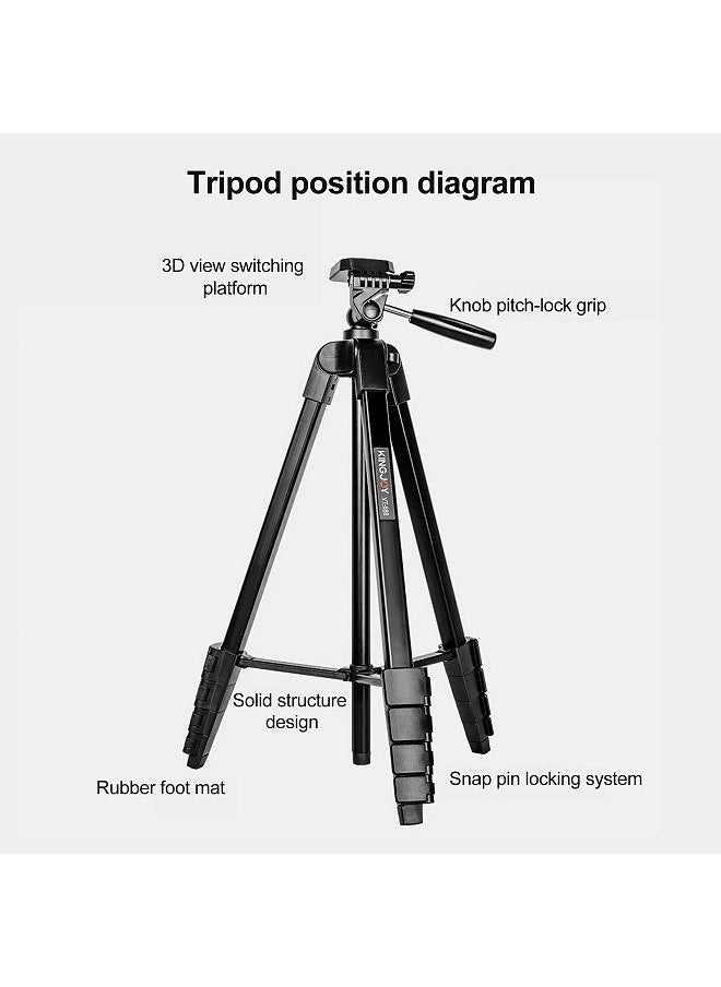 Kingjoy - KINGJOY VT-688 675-inch Tripod Stand Desktop Tripod Stand 2kg/4.4lbs Load Capacity 5 Levels Height Adjustable - Image 1