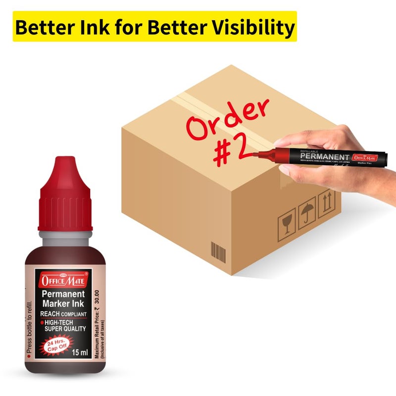 Office Mate Soni OfficeMate 15ml Permanent Marker Refill Ink – Red | Quick-Drying, Long-Lasting & Vibrant Ink | Permanent Marking on Plastic, Wood, Cardboard, Metal & More | Non-Toxic, Eco-Friendly & - Image 5
