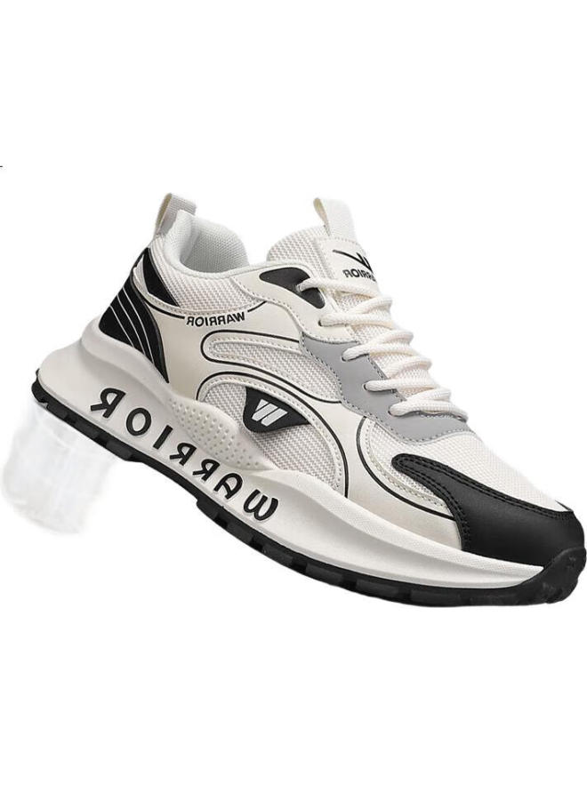 Pull Back Warrior Men'S Summer Mesh Breathable Sports Shoes Men'S Thick-Soled Height-Increasing Casual Shoes-L146C Beige Black Grey 42 - Image 3