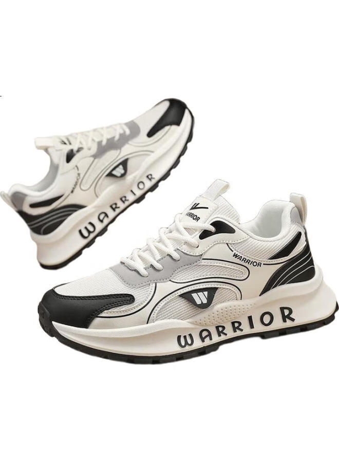 Pull Back Warrior Men'S Summer Mesh Breathable Sports Shoes Men'S Thick-Soled Height-Increasing Casual Shoes-L146C Beige Black Grey 42 - Image 1