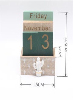 Generic Wooden Calendar Wooden Flip Desk Blocks Calendar Decal Week Month Date Display Home Office Decoration  - Image 2