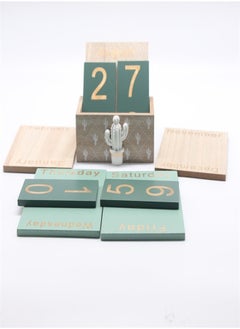 Generic Wooden Calendar Wooden Flip Desk Blocks Calendar Decal Week Month Date Display Home Office Decoration  - Image 4