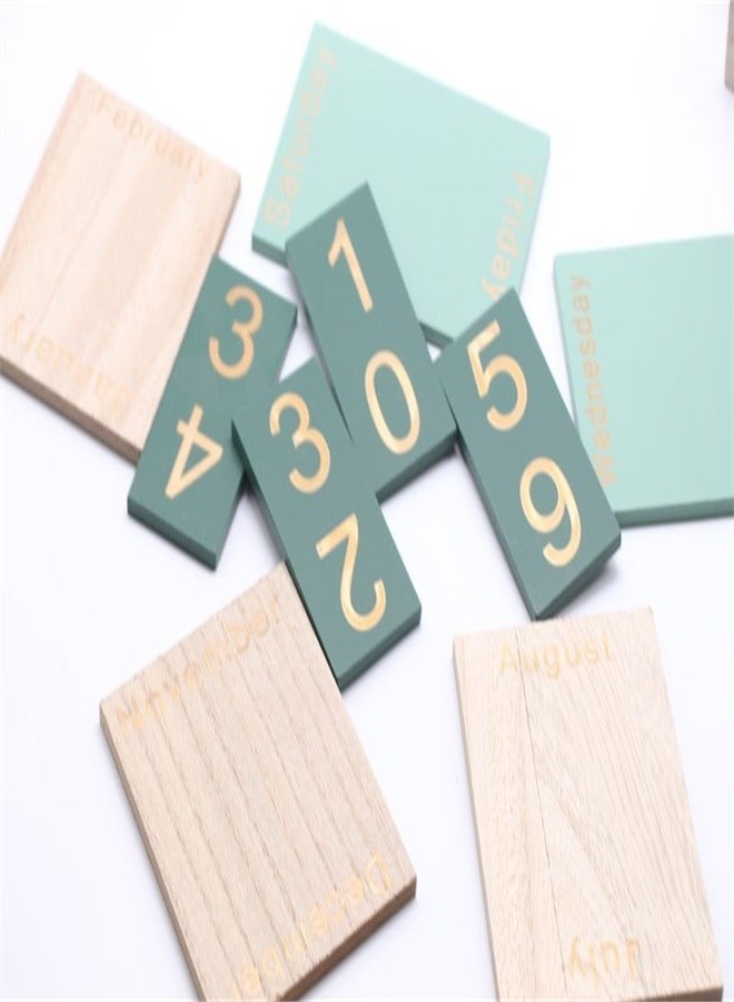 Generic Wooden Calendar Wooden Flip Desk Blocks Calendar Decal Week Month Date Display Home Office Decoration  - Image 5