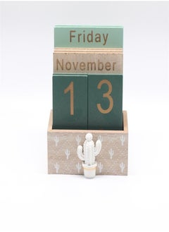 Generic Wooden Calendar Wooden Flip Desk Blocks Calendar Decal Week Month Date Display Home Office Decoration  - Image 1