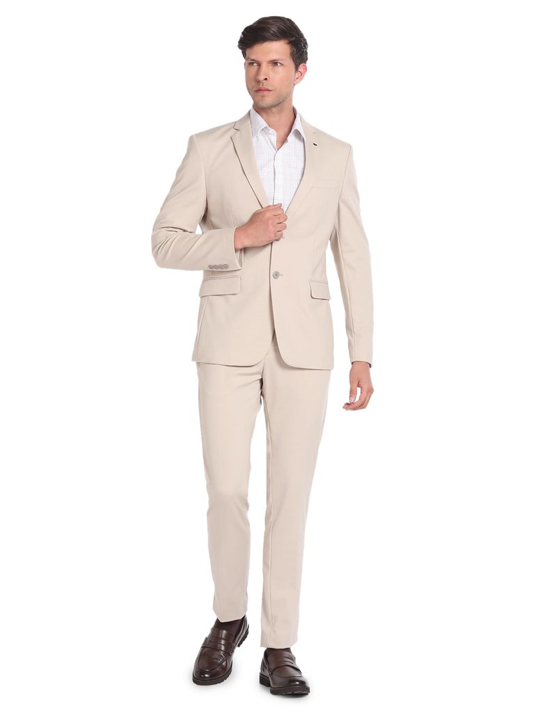 Arrow Men's Nylon Single Breasted Business Suit Pants Set (ARAGSU5552_Beige - Image 1