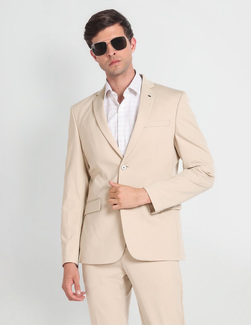 Arrow Men's Nylon Single Breasted Business Suit Pants Set (ARAGSU5552_Beige - Image 2