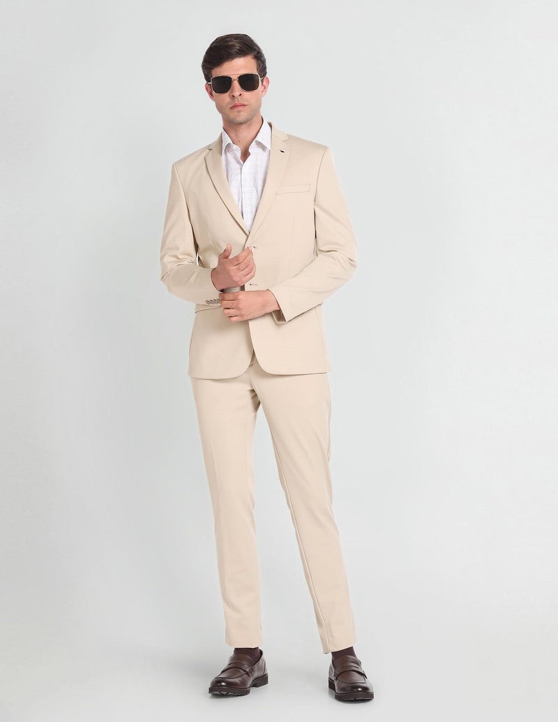 Arrow Men's Nylon Single Breasted Business Suit Pants Set (ARAGSU5552_Beige - Image 4